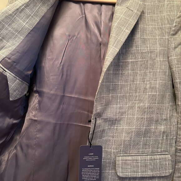 Italian Grey Plaid Linen Suit - Picture 6 of 12